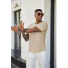 imageCOOFANDY Mens Henley Shirts Short Sleeve Casual Summer Basic T Shirt Soild Button Tee TopAlight Khaki