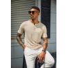 imageCOOFANDY Mens Henley Shirts Short Sleeve Casual Summer Basic T Shirt Soild Button Tee TopAlight Khaki