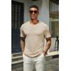 imageCOOFANDY Mens Henley Shirts Short Sleeve Casual Summer Basic T Shirt Soild Button Tee TopAlight Khaki