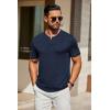 imageCOOFANDY Mens Henley Shirts Short Sleeve Casual Summer Basic T Shirt Soild Button Tee TopAnavy Blue