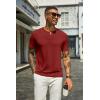imageCOOFANDY Mens Henley Shirts Short Sleeve Casual Summer Basic T Shirt Soild Button Tee TopAwine Red
