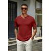 imageCOOFANDY Mens Henley Shirts Short Sleeve Casual Summer Basic T Shirt Soild Button Tee TopAwine Red