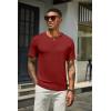 imageCOOFANDY Mens Henley Shirts Short Sleeve Casual Summer Basic T Shirt Soild Button Tee TopAwine Red