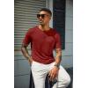 imageCOOFANDY Mens Henley Shirts Short Sleeve Casual Summer Basic T Shirt Soild Button Tee TopAwine Red