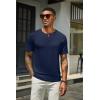 imageCOOFANDY Mens Henley Shirts Short Sleeve Casual Summer Basic T Shirt Soild Button Tee TopB2 Pack BlackNavy Blue