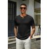 imageCOOFANDY Mens Henley Shirts Short Sleeve Casual Summer Basic T Shirt Soild Button Tee TopB2 Pack BlackNavy Blue