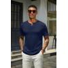imageCOOFANDY Mens Henley Shirts Short Sleeve Casual Summer Basic T Shirt Soild Button Tee TopB2 Pack Navy BlueKhaki