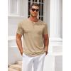 imageCOOFANDY Mens Henley Shirts Short Sleeve Casual T Shirt Plain Slim Fit Henley Stylish Summer Tee Shirts with PocketLight Khaki