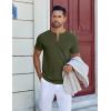 imageCOOFANDY Mens Henley Shirts Short Sleeve Collarless Button TShirt Fashion Casual Basic Tee TopsArmy Green