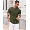 imageCOOFANDY Mens Henley Shirts Short Sleeve Collarless Button TShirt Fashion Casual Basic Tee TopsArmy Green