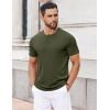imageCOOFANDY Mens Henley Shirts Short Sleeve Collarless Button TShirt Fashion Casual Basic Tee TopsArmy Green