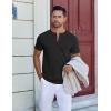 imageCOOFANDY Mens Henley Shirts Short Sleeve Collarless Button TShirt Fashion Casual Basic Tee TopsBlack