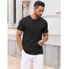 imageCOOFANDY Mens Henley Shirts Short Sleeve Collarless Button TShirt Fashion Casual Basic Tee TopsBlack