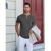 imageCOOFANDY Mens Henley Shirts Short Sleeve Collarless Button TShirt Fashion Casual Basic Tee TopsDark Grey