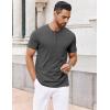 imageCOOFANDY Mens Henley Shirts Short Sleeve Collarless Button TShirt Fashion Casual Basic Tee TopsDark Grey