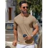 imageCOOFANDY Mens Henley Shirts Short Sleeve Collarless Button TShirt Fashion Casual Basic Tee TopsKhaki