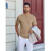 imageCOOFANDY Mens Henley Shirts Short Sleeve Collarless Button TShirt Fashion Casual Basic Tee TopsKhaki