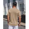 imageCOOFANDY Mens Henley Shirts Short Sleeve Collarless Button TShirt Fashion Casual Basic Tee TopsKhaki