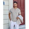 imageCOOFANDY Mens Henley Shirts Short Sleeve Collarless Button TShirt Fashion Casual Basic Tee TopsLight Grey