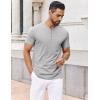 imageCOOFANDY Mens Henley Shirts Short Sleeve Collarless Button TShirt Fashion Casual Basic Tee TopsLight Grey