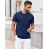 imageCOOFANDY Mens Henley Shirts Short Sleeve Collarless Button TShirt Fashion Casual Basic Tee TopsNavy Blue