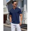 imageCOOFANDY Mens Henley Shirts Short Sleeve Collarless Button TShirt Fashion Casual Basic Tee TopsNavy Blue