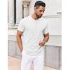 imageCOOFANDY Mens Henley Shirts Short Sleeve Collarless Button TShirt Fashion Casual Basic Tee TopsWhite