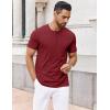 imageCOOFANDY Mens Henley Shirts Short Sleeve Collarless Button TShirt Fashion Casual Basic Tee TopsWine Red
