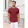 imageCOOFANDY Mens Henley Shirts Short Sleeve Collarless Button TShirt Fashion Casual Basic Tee TopsWine Red