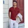 imageCOOFANDY Mens Henley Shirts Short Sleeve Collarless Button TShirt Fashion Casual Basic Tee TopsWine Red
