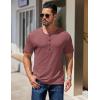 imageCOOFANDY Mens Henley Shirts Short Sleeve Fashion Casual TShirts Summer Button Basic TeeRed