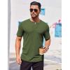 imageCOOFANDY Mens Henley Shirts Short Sleeve Ribbed Stretch TShirt Casual Summer Basic TeeArmy Green