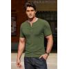 imageCOOFANDY Mens Henley Shirts Short Sleeve Ribbed Stretch TShirt Casual Summer Basic TeeArmy Green