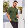 imageCOOFANDY Mens Henley Shirts Short Sleeve Ribbed Stretch TShirt Casual Summer Basic TeeArmy Green