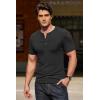 imageCOOFANDY Mens Henley Shirts Short Sleeve Ribbed Stretch TShirt Casual Summer Basic TeeBlack