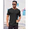 imageCOOFANDY Mens Henley Shirts Short Sleeve Ribbed Stretch TShirt Casual Summer Basic TeeBlack