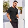 imageCOOFANDY Mens Henley Shirts Short Sleeve Ribbed Stretch TShirt Casual Summer Basic TeeBlack
