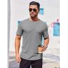 imageCOOFANDY Mens Henley Shirts Short Sleeve Ribbed Stretch TShirt Casual Summer Basic TeeDark Grey