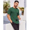 imageCOOFANDY Mens Henley Shirts Short Sleeve Ribbed Stretch TShirt Casual Summer Basic TeeGreen
