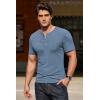 imageCOOFANDY Mens Henley Shirts Short Sleeve Ribbed Stretch TShirt Casual Summer Basic TeeGrey Blue