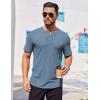 imageCOOFANDY Mens Henley Shirts Short Sleeve Ribbed Stretch TShirt Casual Summer Basic TeeGrey Blue