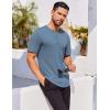imageCOOFANDY Mens Henley Shirts Short Sleeve Ribbed Stretch TShirt Casual Summer Basic TeeGrey Blue
