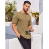 imageCOOFANDY Mens Henley Shirts Short Sleeve Ribbed Stretch TShirt Casual Summer Basic TeeKhaki