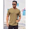 imageCOOFANDY Mens Henley Shirts Short Sleeve Ribbed Stretch TShirt Casual Summer Basic TeeKhaki