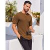 imageCOOFANDY Mens Henley Shirts Short Sleeve Ribbed Stretch TShirt Casual Summer Basic TeeLight Brown