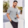 imageCOOFANDY Mens Henley Shirts Short Sleeve Ribbed Stretch TShirt Casual Summer Basic TeeLight Grey
