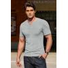 imageCOOFANDY Mens Henley Shirts Short Sleeve Ribbed Stretch TShirt Casual Summer Basic TeeLight Grey
