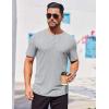imageCOOFANDY Mens Henley Shirts Short Sleeve Ribbed Stretch TShirt Casual Summer Basic TeeLight Grey