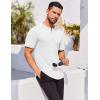 imageCOOFANDY Mens Henley Shirts Short Sleeve Ribbed Stretch TShirt Casual Summer Basic TeeWhite