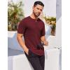 imageCOOFANDY Mens Henley Shirts Short Sleeve Ribbed Stretch TShirt Casual Summer Basic TeeWine Red